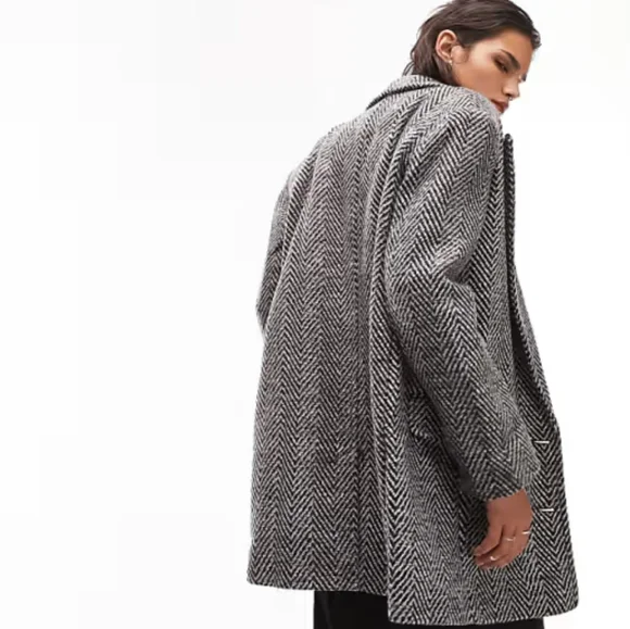 NWT Topshop herringbone textured blazer coat size 10 - Picture 2 of 14